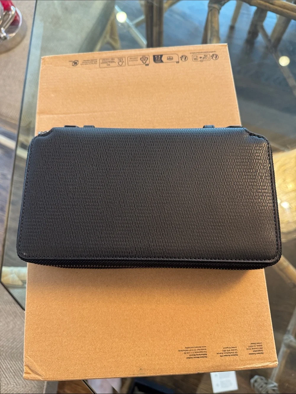 Tumi Black Textured executive double zip around clutch monaco
